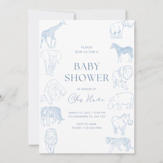 Invitation de baby shower thème sauvage  (Devant)