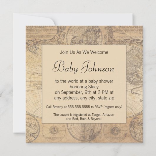 Invitation de baby shower - thème vintage de carte (Devant)