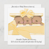 Invitation de Baby shower triplet afro-américain (Devant / Derrière)