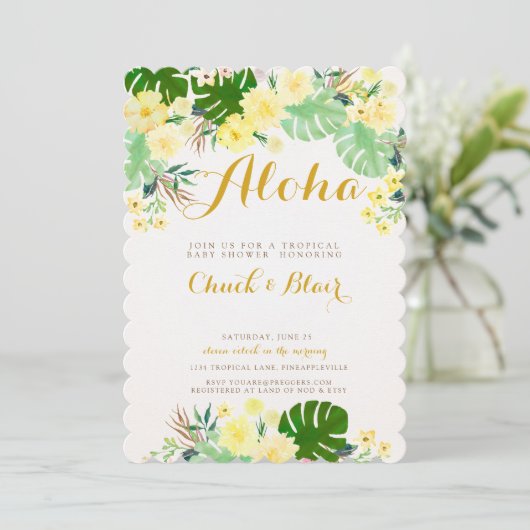 Invitation de Baby shower tropical (Debout devant)