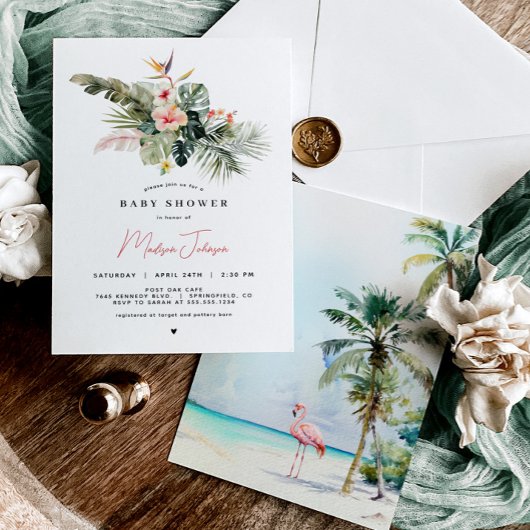 Invitation de Baby shower tropical