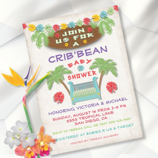 Invitation de Baby shower tropical