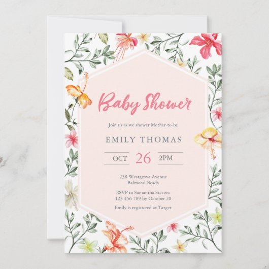 Invitation de Baby shower tropical (Devant)