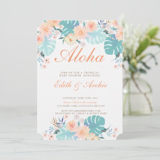 Invitation de Baby shower tropical (Debout devant)