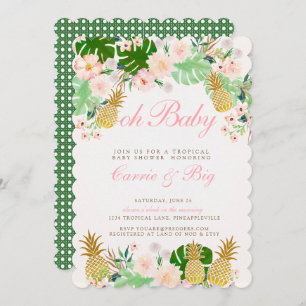 Invitation de Baby shower tropical de l'ananas