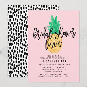 Invitation de Baby Shower Tropical Luau en Rose