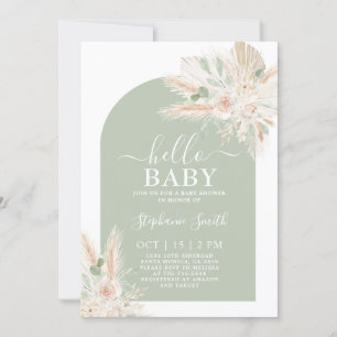 Invitation de Baby shower Tropical Sage Green