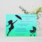 Invitation de Baby shower Turquoise à pointes (Debout devant)