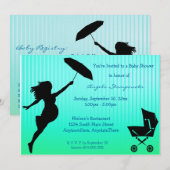 Invitation de Baby shower Turquoise à pointes (Devant / Derrière)