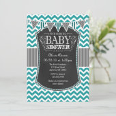 Invitation de Baby shower Turquoise Chevron Chalkb (Debout devant)