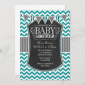 Invitation de Baby shower Turquoise Chevron Chalkb (Devant / Derrière)