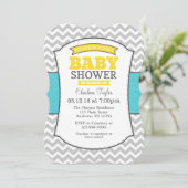 Invitation de Baby shower turquoise Gray Jaune (Debout devant)