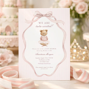 Invitation de Baby Shower « Tutu Excited Pink Coqu