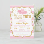 Invitation de Baby shower Tutu rose et or pour fil (Debout devant)
