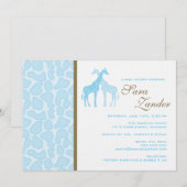 Invitation de Baby shower Twin Giraffes - Garçon (Devant / Derrière)