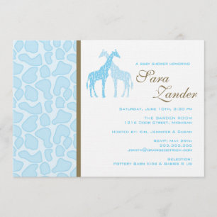 Invitation de Baby shower Twin Giraffes - Garçon