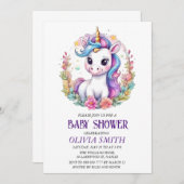 Invitation de baby shower Unicorn (Devant / Derrière)