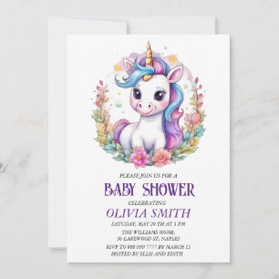 Invitation de baby shower Unicorn