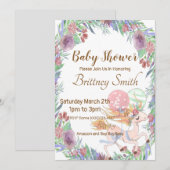 Invitation de Baby shower Unicorn, floral Unicorn, (Devant / Derrière)