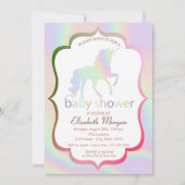 Invitation de Baby shower Unicorn Holographique (Devant)