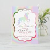 Invitation de Baby shower Unicorn Holographique (Debout devant)