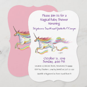 Invitation de Baby shower Unicorn Rainbow Custom P
