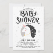 Invitation de Baby shower Unicorne mignonne et lun (Devant)