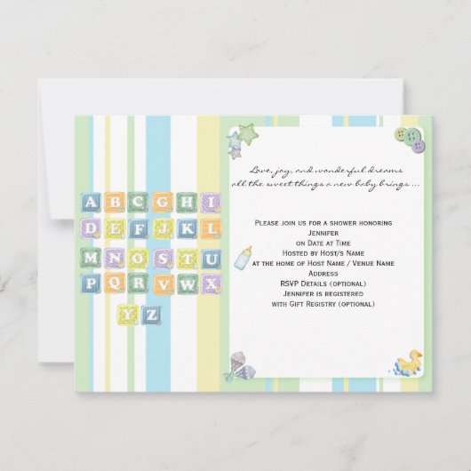 Invitation de Baby shower Unisex (Devant)