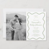 Invitation de Baby shower vert Sage personnalisé (Devant)