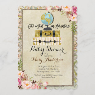 Invitation de Baby shower Vintage Adventure