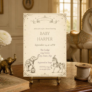 Invitation de baby shower Vintage Circus Baby An