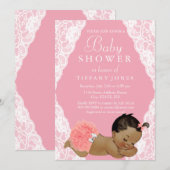 Invitation de Baby Shower Vintage Ethnique Rose (Devant / Derrière)