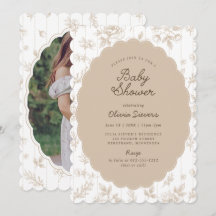 Invitation de baby shower vintage florale neutre b