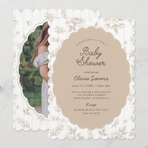 Invitation de baby shower vintage florale neutre b