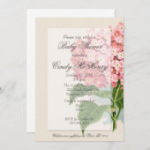 Invitation de Baby shower vintage Hydrangea (Devant / Derrière)