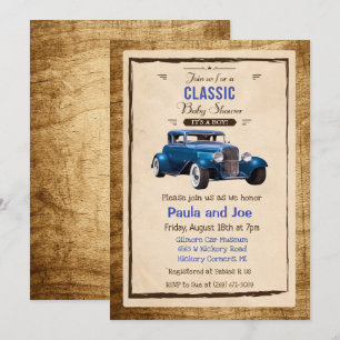 Invitation de baby shower vintage voiture classiqu