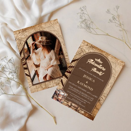Invitation de Baby shower Vintage voyage modifiabl