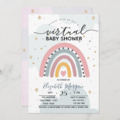 Invitation de Baby shower virtuel des points Rainb (Devant / Derrière)