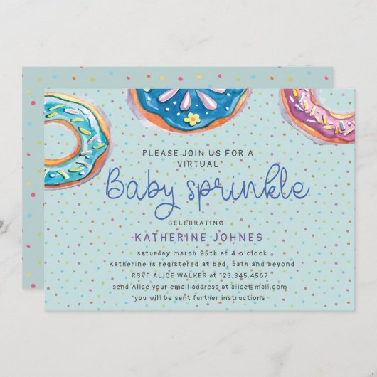 Invitation de baby shower virtuel Donuts et Sprink (Devant / Derrière)