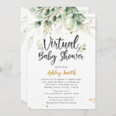 Invitation de Baby shower virtuel Douche verte (Devant / Derrière)
