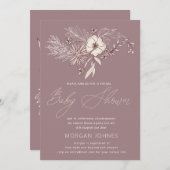 Invitation de Baby shower virtuel moderne Creme Fl (Devant / Derrière)