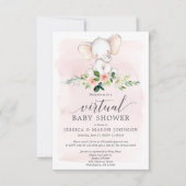 Invitation de Baby shower virtuel Pink Elephant (Devant)