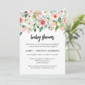Invitation de Baby shower virtuel rose pâle (Debout devant)