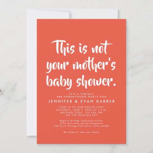 Invitation de baby shower virtuel Witty dans le co (Devant)
