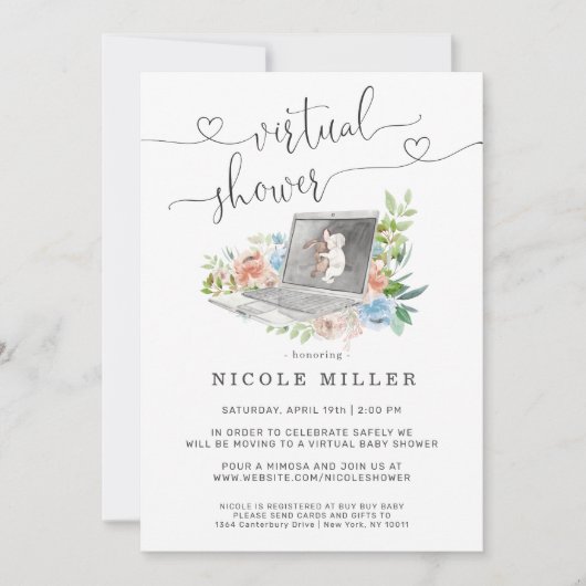 Invitation de baby shower virtuelle | Ordinateur p (Devant)