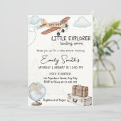 Invitation de Baby Shower Voyage Modèle Petite Exp (Debout devant)