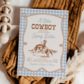 Invitation de baby shower Western à carreaux bleus