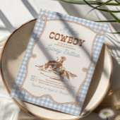 Invitation de baby shower Western à carreaux bleus