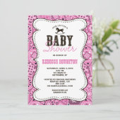 Invitation de Baby shower Western Pink Bandanna (Debout devant)