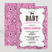 Invitation de Baby shower Western Pink Bandanna (Devant / Derrière)